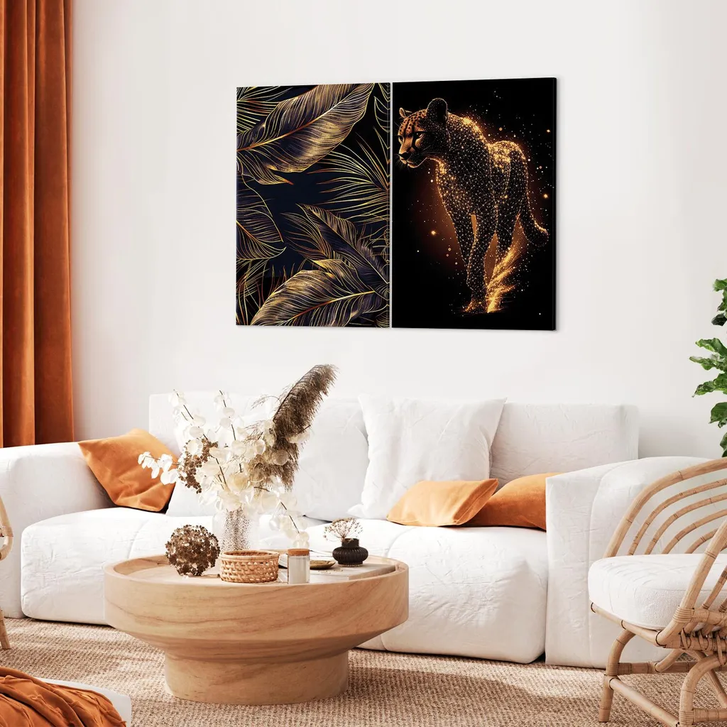murando - Set di quadri Handart Elegante motivo animale stampa d'arte 80x60cm 2 pezzi ciascuno 40x60cm Collage 2er Pile con Gel acrilico rivestito Wall Art Tela Immagini Decorazione - Colore scuro g-C-10199-b-a - 3