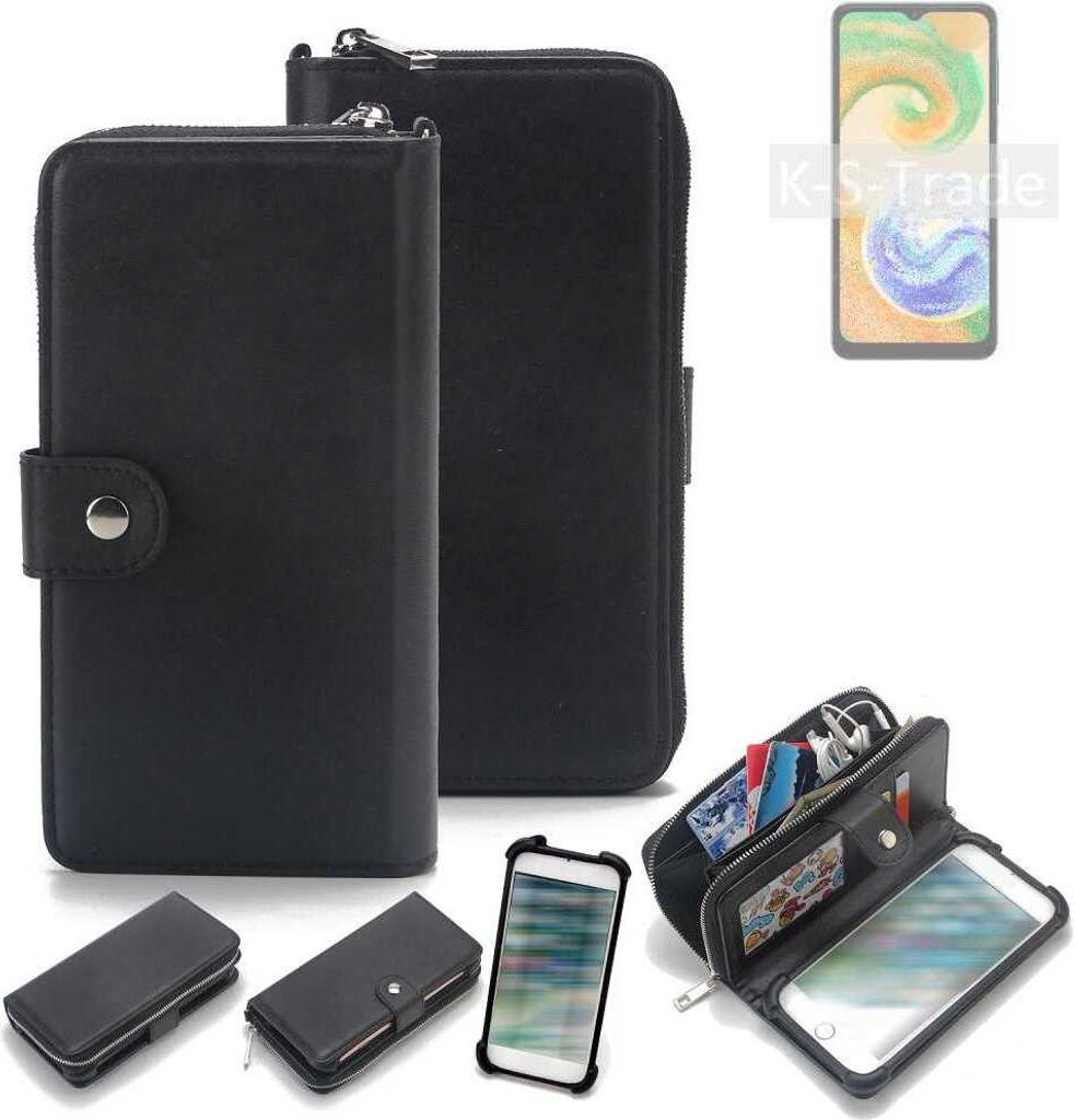 K-S-Trade 2in1 Handyhülle Schutzhülle kompatibel mit Samsung Galaxy A04s & Portemonnee Cover Handy Hülle Case Etui Geldbörse Wallet Bookstyle