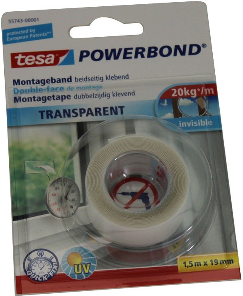 Tesa Montageband Transparent 1,5m x 19mm