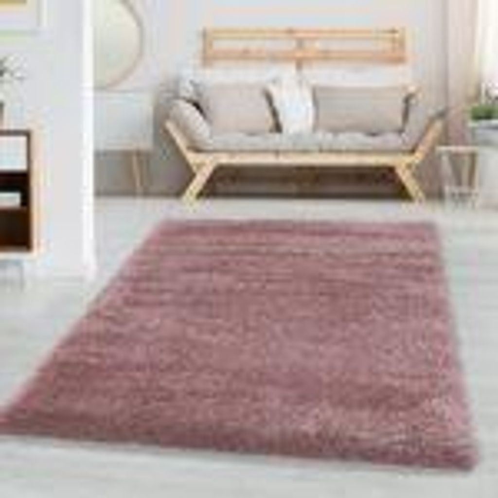 Weicher Hochflor-Teppich mit dichter Struktur - gemütliches Wohnaccessoire für moderne Räume, Größe: 120 x 170 cm, Farbe: Rosa