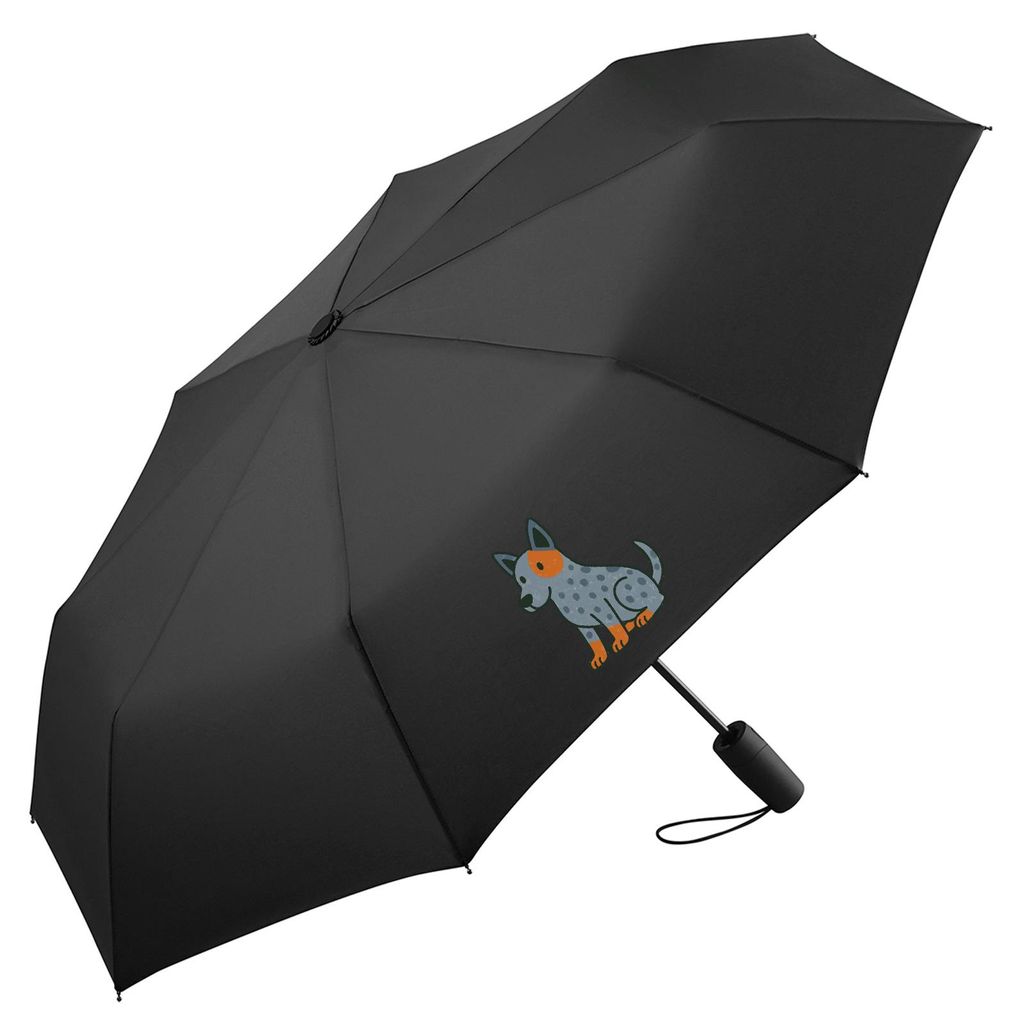Huuraa Regenschirm Australian Cattle Dog Comic Heeler 98cm Schwarz Sturmfest Taschenschirm Geschenkidee