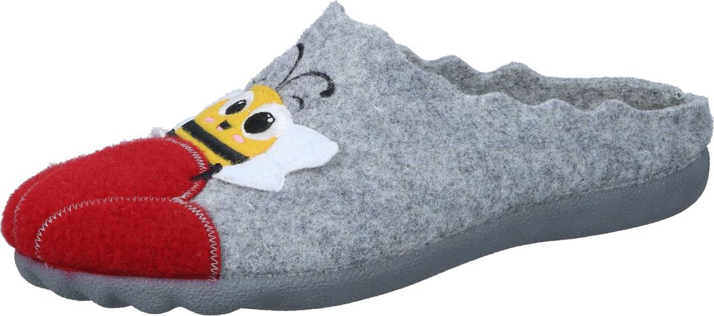 Manitu Damen Pantoffel Biene Filz warm Hausschuh Wellenkante 320230, Größe:40 EU, Farbe:Grau