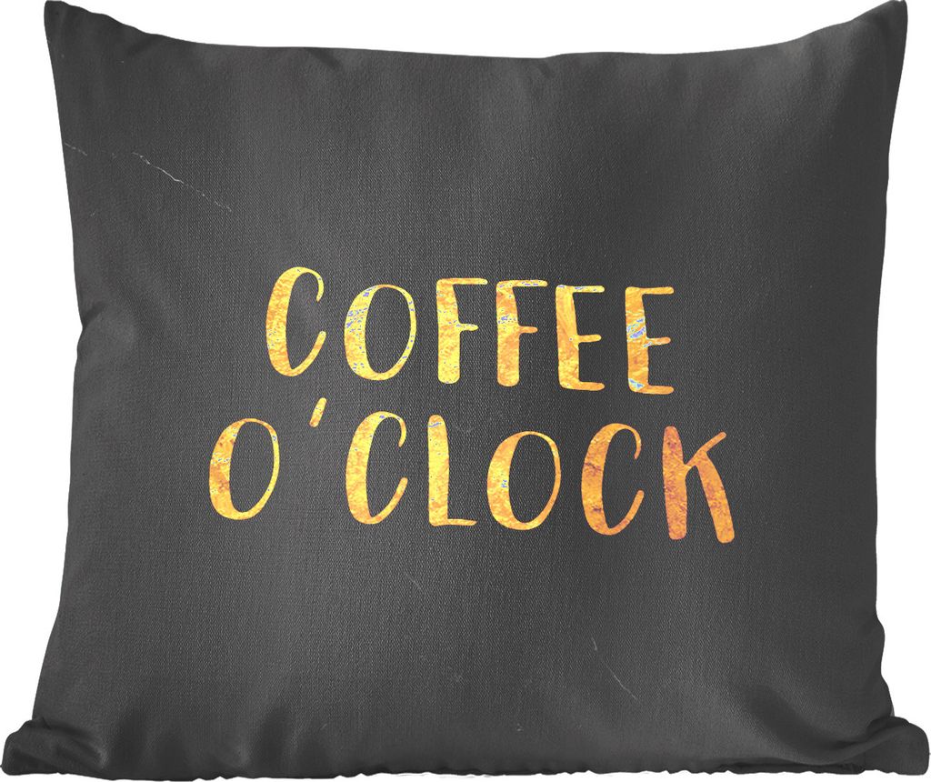 MuchoWow Zierkissen Sofakissen Wohnzimmer Dekokissen 45x45 cm Zitat - Kaffee - Gold - Marmor - Schlafpolster - Polster für das Sofa