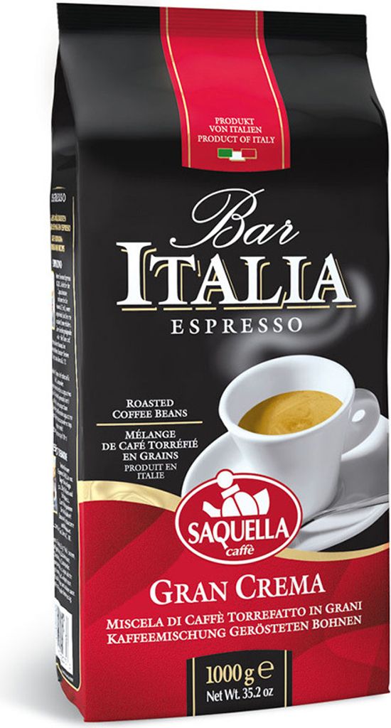 Saquella Caffè Espresso Bar Italia 100 % Arabica ganze Bohnen 1 Kg.