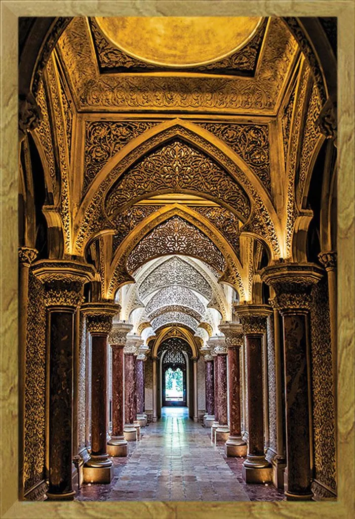 Sintra - Poster - Portogallo - Palazzo di Sintra + cornice rimovibile, Shinsuke® Maxi MDF quercia, vetro acrilico