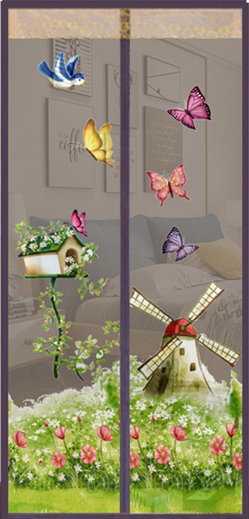 Schmetterling Windmühle Sommer magnetischer Bildschirm Fenstertür Anti -Mücken Fliegenvorhang-Kaffee ,Größen:90*210cm