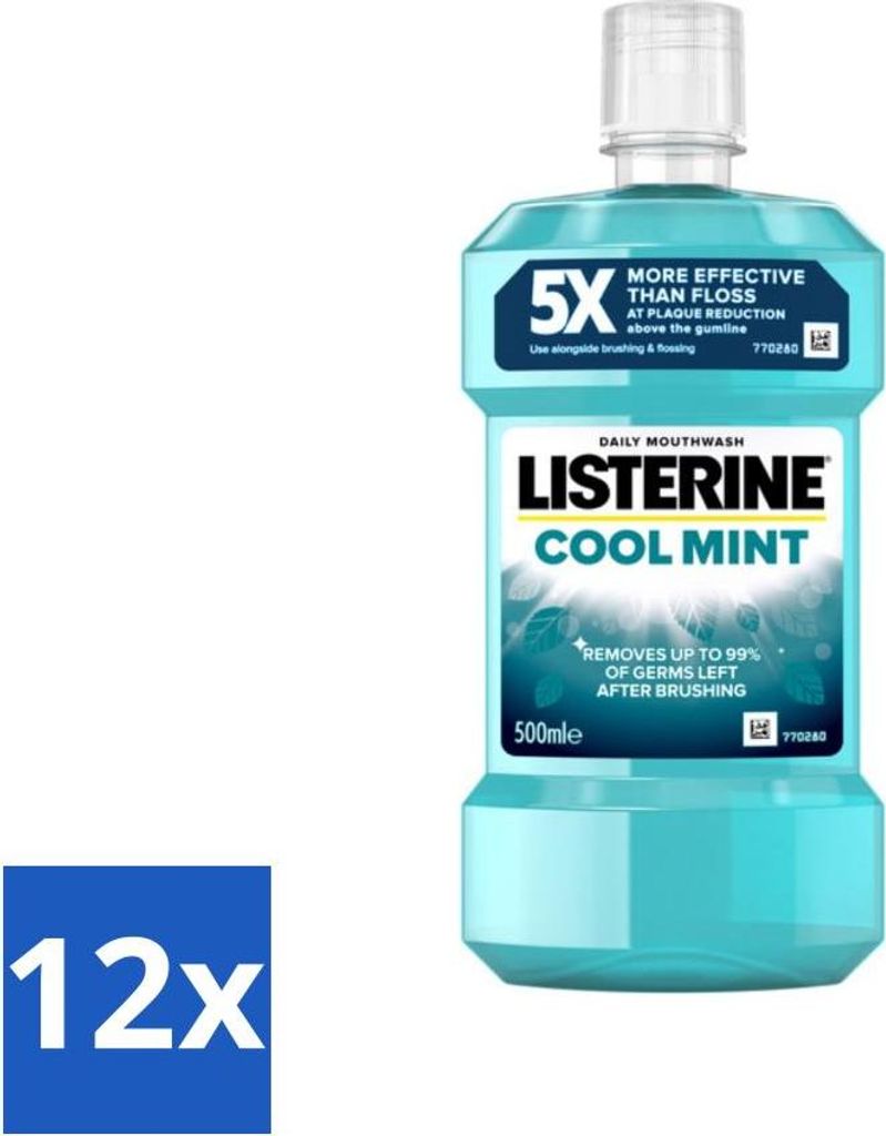 Listerine Mundwasser - Cool Mint - Erfrischend - 500 ml - Vorteilspack - 12 Stücke