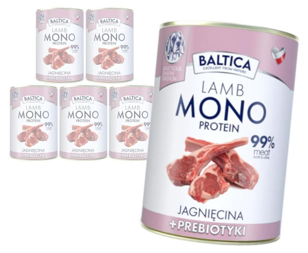 Baltica Monoprotein Jagnięcina Prebiotyki 6x400g Zdjęcie produktu 