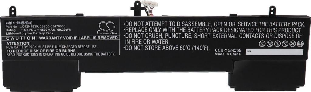 vhbw Akku kompatibel mit Asus ZenBook Flip 15 UX563FD-EZ043T, 15 UX563FD-EZ034R, 15 UX563FD-EZ020T Notebook (4500 mAh, 15,4 V, Li-Polymer)