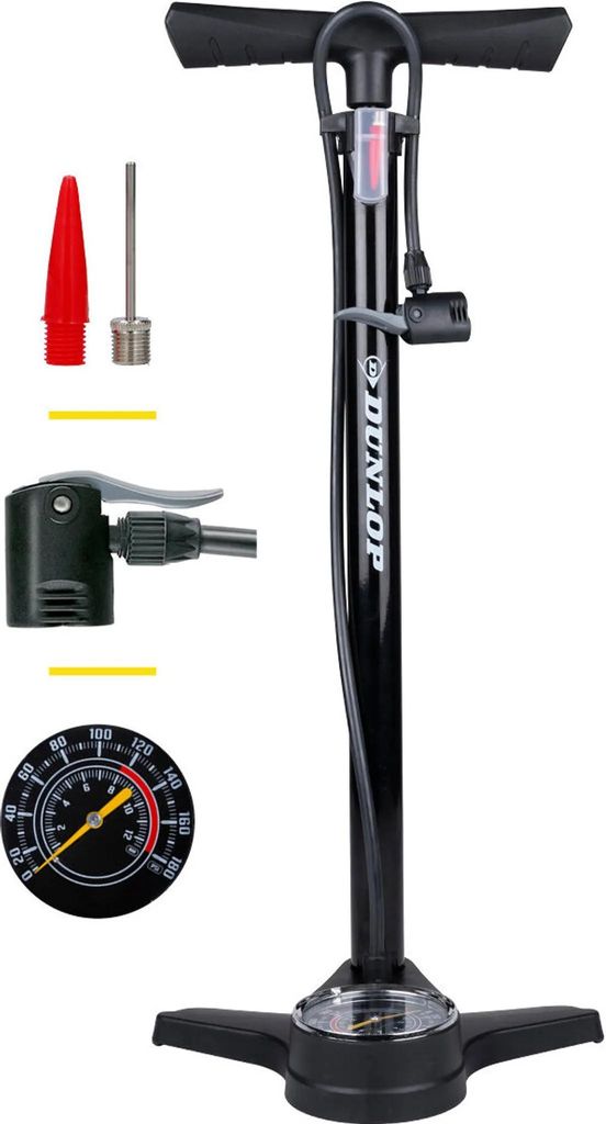 Pompa per bicicletta Dunlop con manometro Doppia valvola Immagine del prodotto 