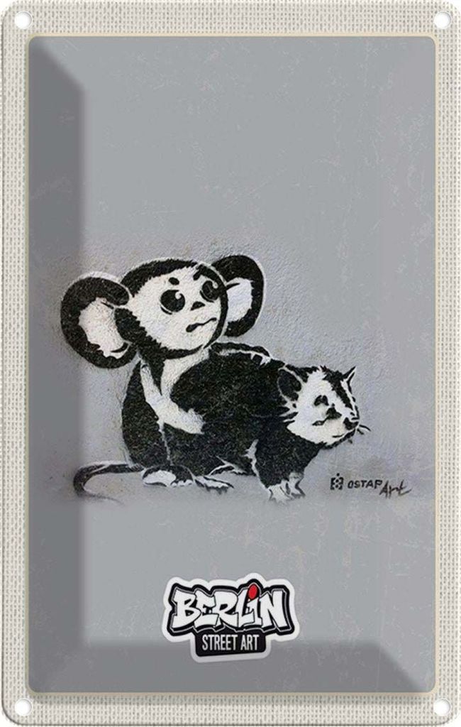 vianmo Blechschild 18x12 cm Berlin Hauptstadt Street Art Affen Bildmotiv Reisemotiv Abenteuer Reisen Urlaub