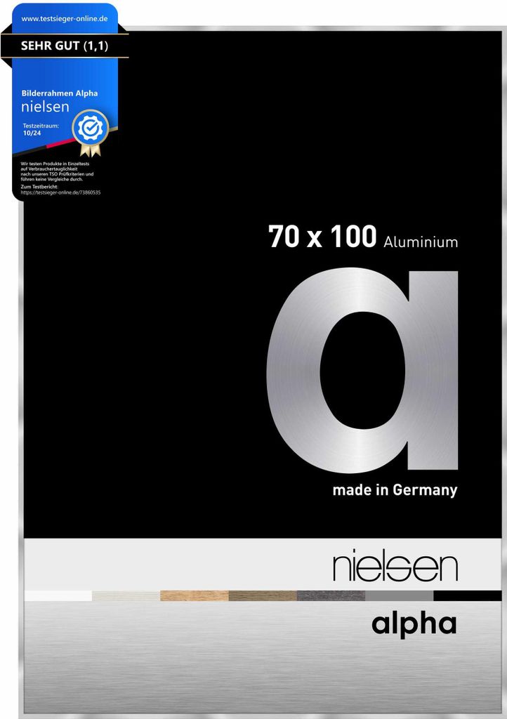 nielsen Aluminium Bilderrahmen Alpha, 70x100 cm, Silber