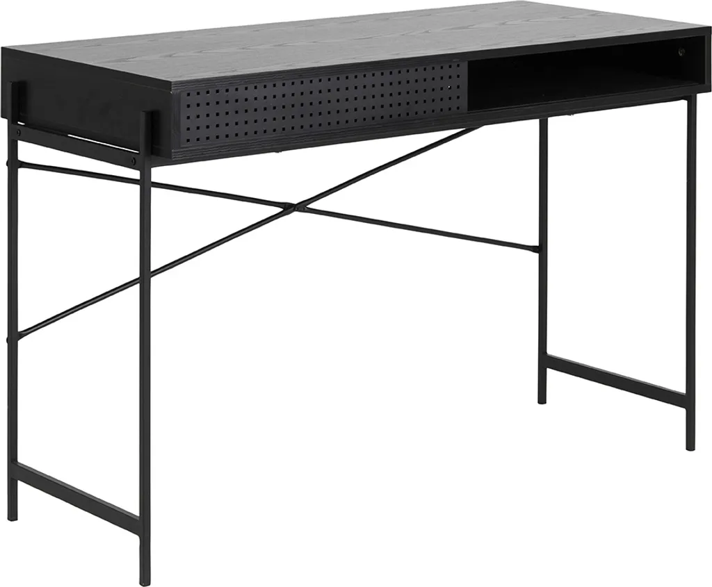 Bureau Noir Kaz Smuk en Bois et Métal - Finition Mat Haute Résistance