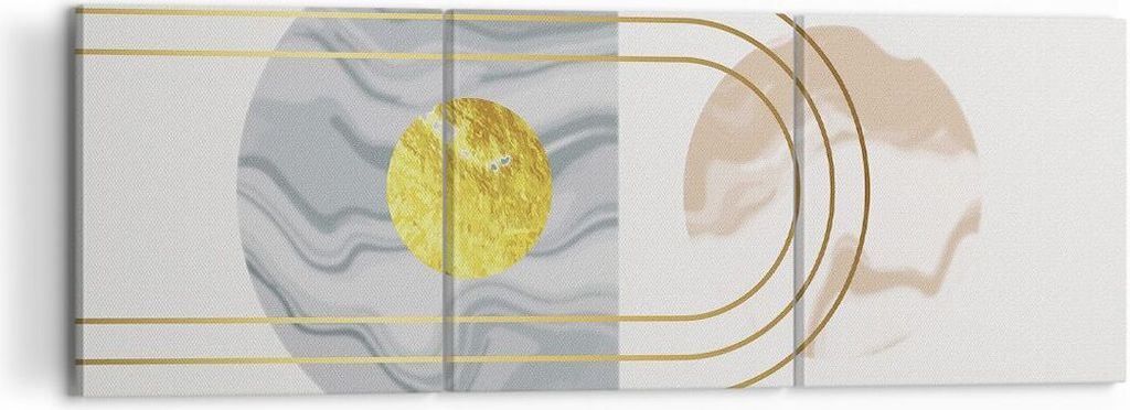Bild auf Leinwand - Leinwandbild - 3 Teile - Modern Gold abstrakt - 120x40cm - Wand Bild - Wanddeko - Wandbilder - Leinwanddruck - Bilder - Wanddek...