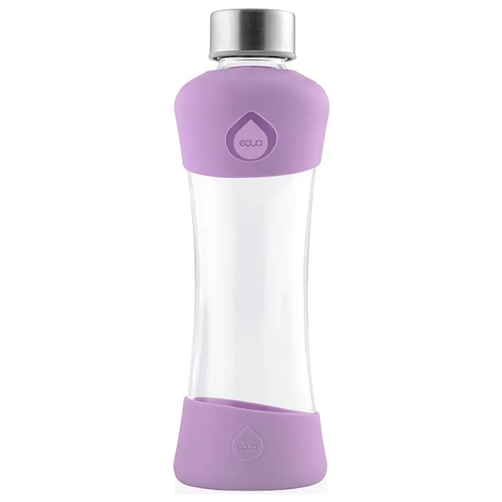 Gourde en verre Equa Active Plum 550ml avec housse en silicone de sport
