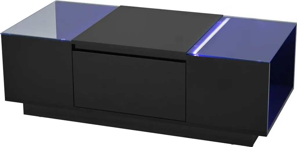 Table Basse de Salon Rectangulaire Design Moderne avec LED et Rangement
