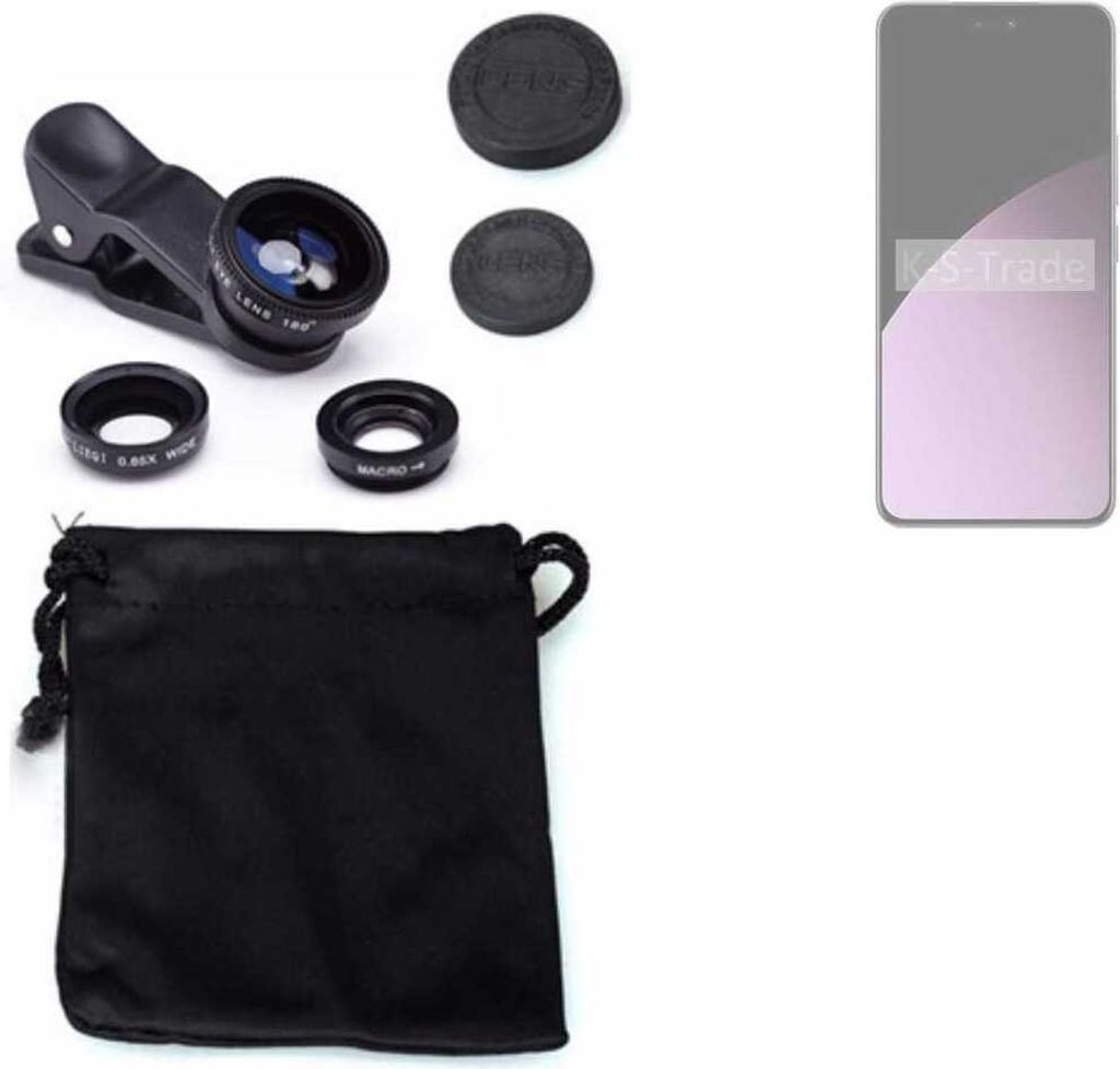 K-S-Trade Smartphone Kamera Linsen Set Kompatibel mit Xiaomi 14 Civi 3in1 Clip-On Kamera Adapter Macro Weitwinkel FishEye Fischauge Objektiv Linse