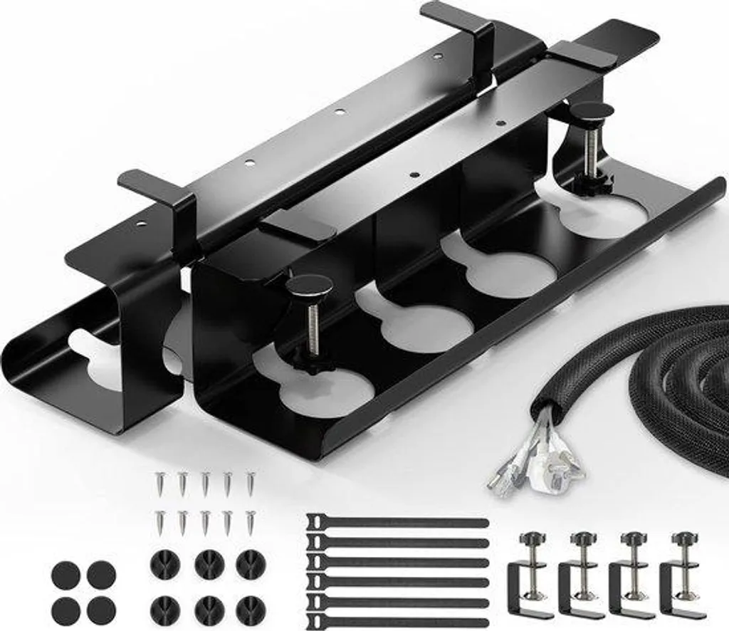 Goulotte passe-câbles sous bureau 43 cm lot de 2 supports noirs