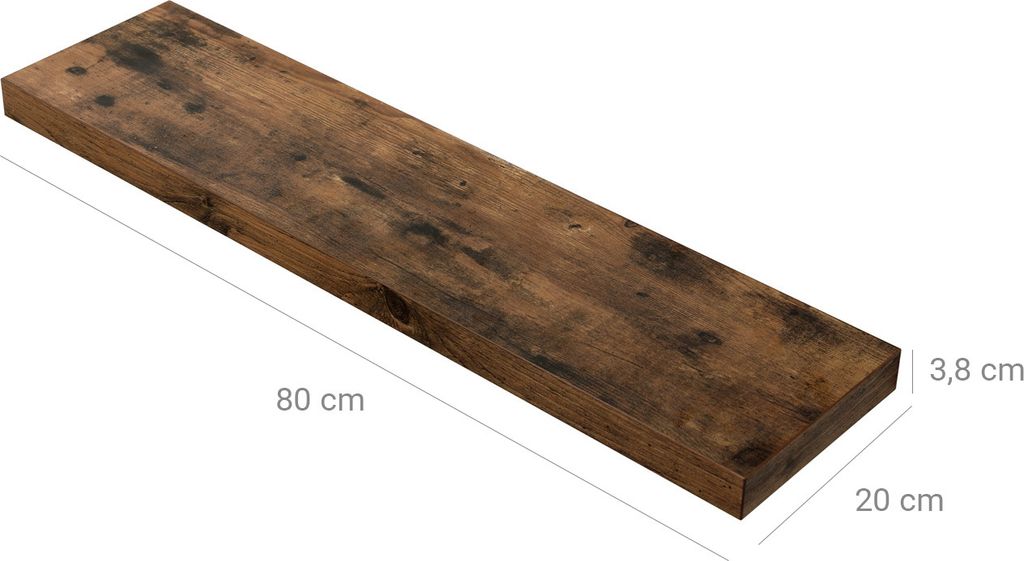 Vasagle Nástenná polica hnedá, 80 x 20 x 3,8 cm Obrázok produktu 16