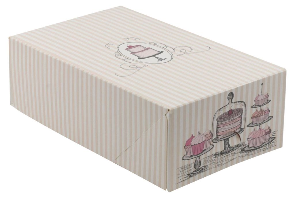 KAPAK 10er Keksbox Weiß mit Streifen 21x12,5x7 cm für Gebäck