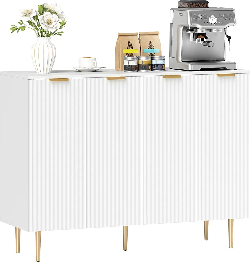HOMCOM Buffet de Salon 120x40x90 cm Meuble de Rangement Blanc Moderne