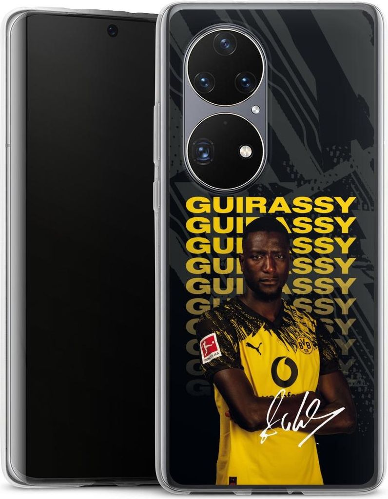 DeinDesign Handyhülle für Huawei P50 Pro Silikon Hülle Case Smartphone Schutzhülle BVB Borussia Dortmund Serhou Guirassy