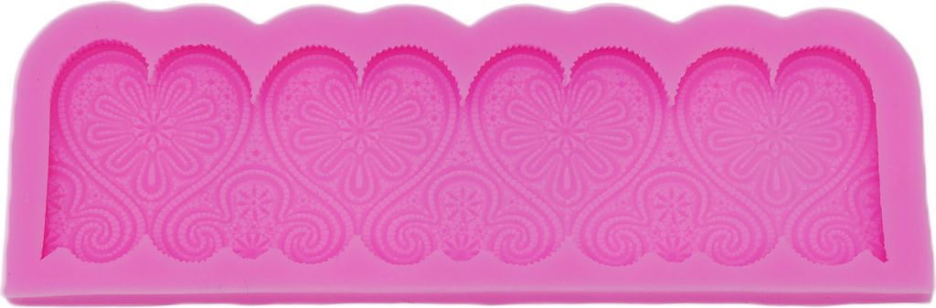 Fondantform aus Silikon, Herzen mit Muster einfach, länglich, ca. 18,2x6,1x0,8 cm