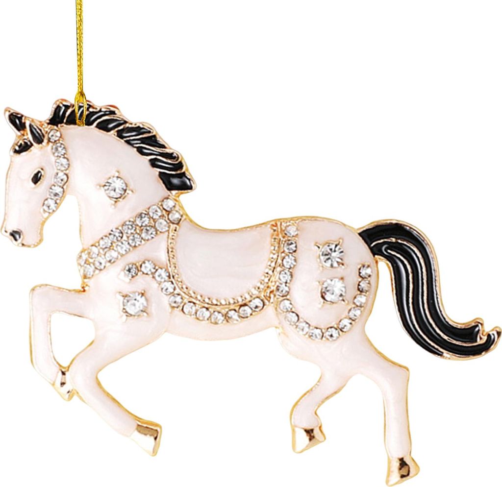 Weihnachtsbaumschmuck in Pferdeform: Funkelnde Strass-Pferde zum Aufhängen, Acryl-Weihnachtsbaumschmuck für Winter-, Weihnachtsfeier- und Weihnac...