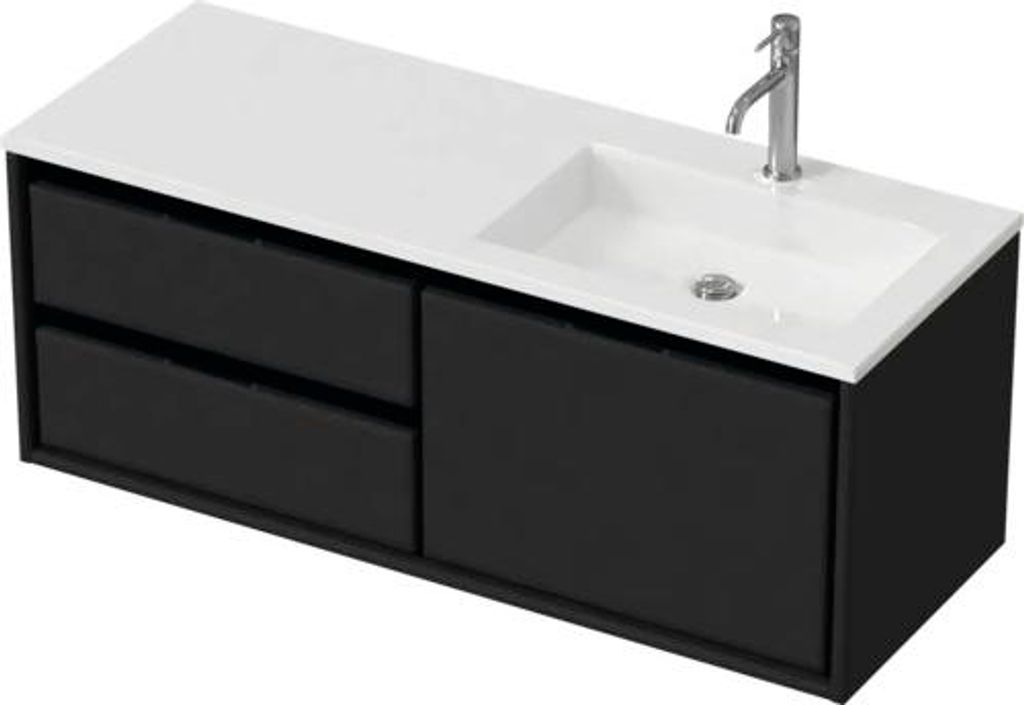 Badmöbel-Set Sanox Loft BxHxT 120,5 (60/60)) x 47 x 45,5 cm Frontfarbe schwarz matt 2-teilig mit Waschtisch Mineralguss
