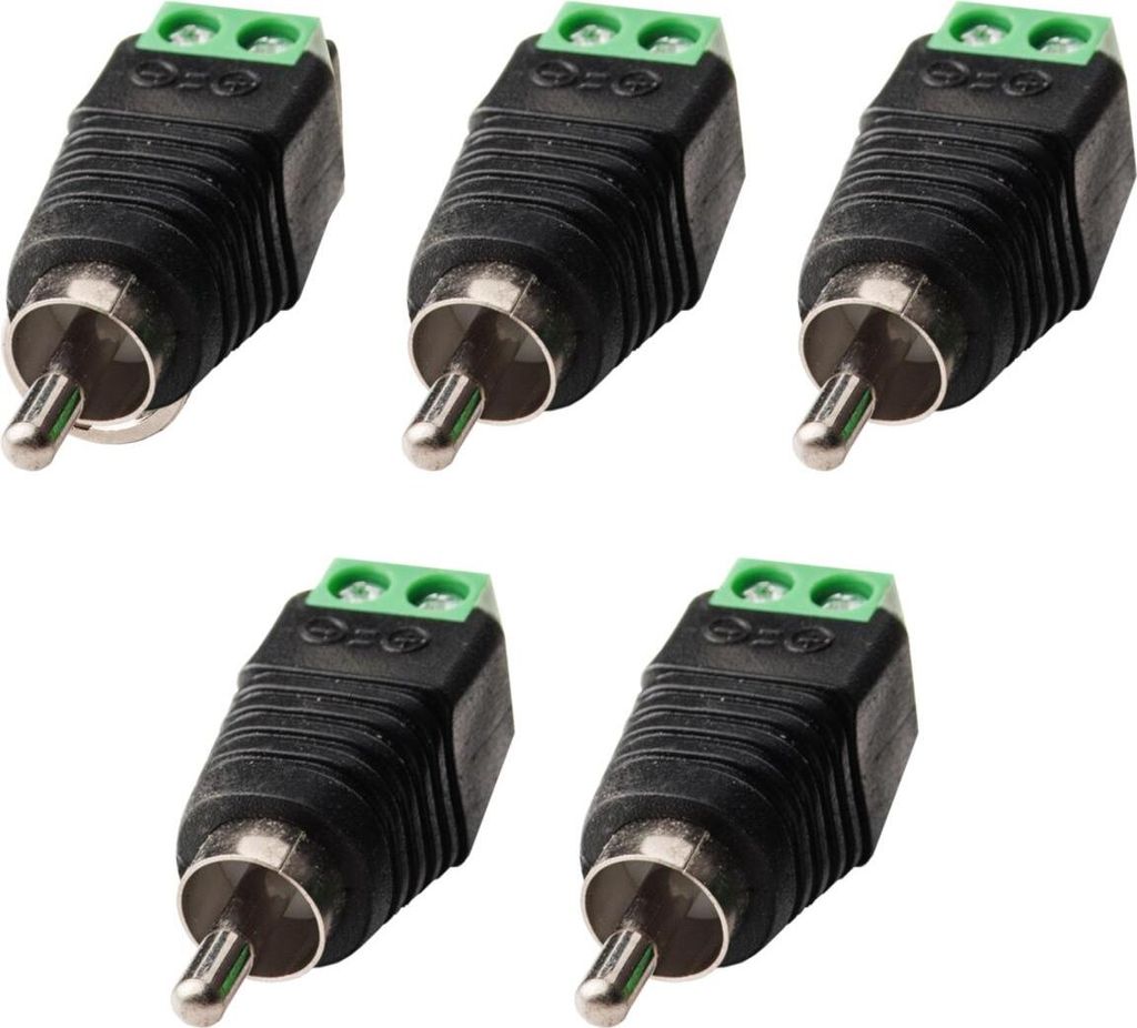 DC BNC Cinch Klinke Steckverbinder Stecker Buchse Adapter Kupplung Schraubklemme - Typ: Cinch - Variante: Cinch Stecker - Menge: 5 x Stecker