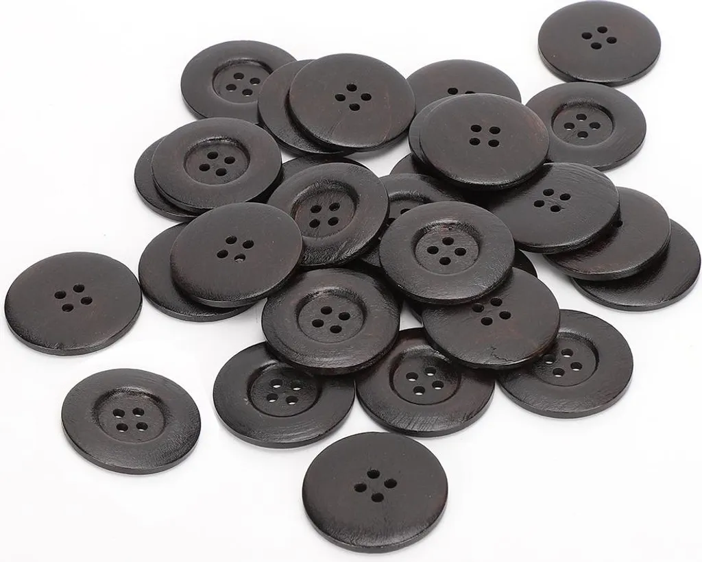 50 Bottoni In Legno Color Caffè, 30 Mm, 2 Fori – Ideali Per Cucito, Scrapbooking E Bricolage - 4