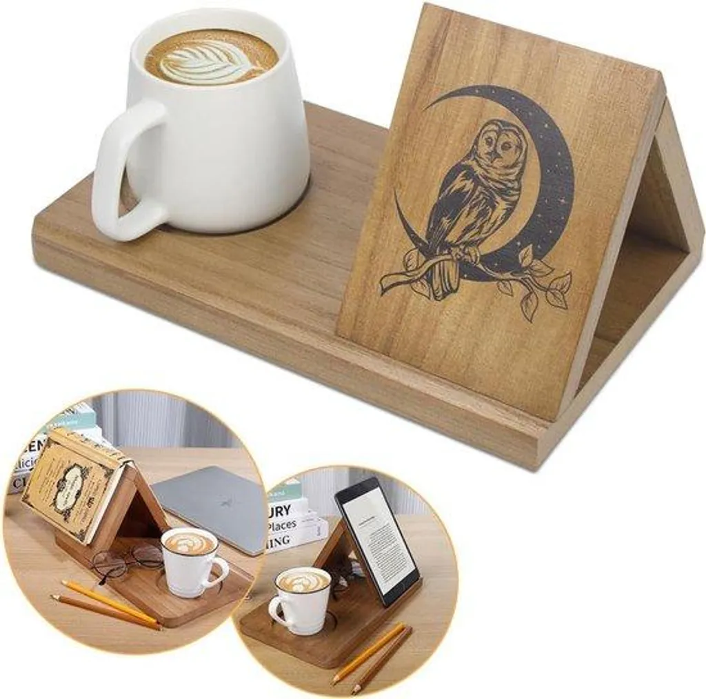 Support mural café en bois et porte-mugs de forme triangulaire - Noir