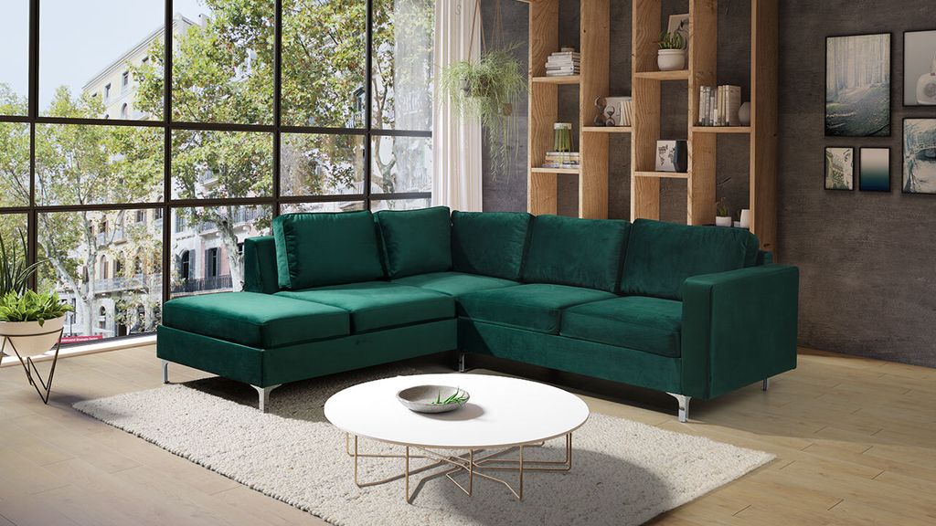 MIRJAN24 Ecksofa Orlando Velvet, L-Form Polsterecke, Eckcouch mit Metallfüße, Stilvoll Ecke (Tiffany 10, Seite: Links)