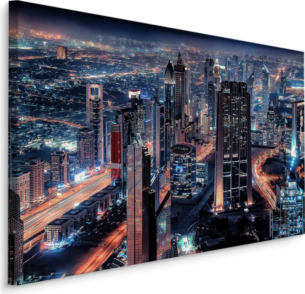 Poster su Tela XXL 90x60 cm City Skyline Grattacieli Stile Urban