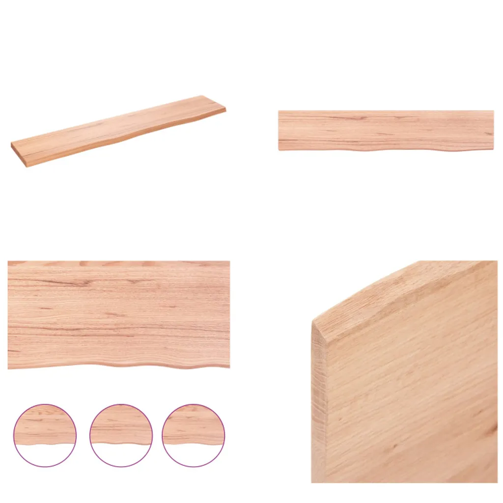 vidaXL Mensola a muro marrone chiaro 100x20x2 cm in legno massiccio trattato con rovere - Mensola a muro - Mensola portaoggetti - Mensola galleggiante