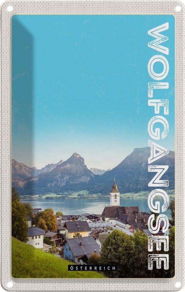 vianmo Blechschild 30x20 cm Wolfgangsee FamilienSee Wälder Bildmotiv Reisemotiv Abenteuer Reisen Urlaub