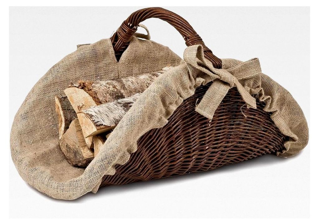 Ovaler Kaminholzkorb, Dunkelbraun, T 43cm x B 60cm x H 32/39,5cm