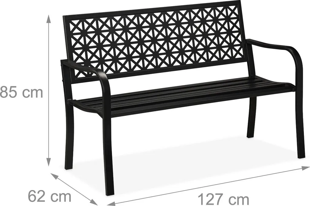 Aménagez votre terrasse avec ce banc de jardin noir style graphique - 3