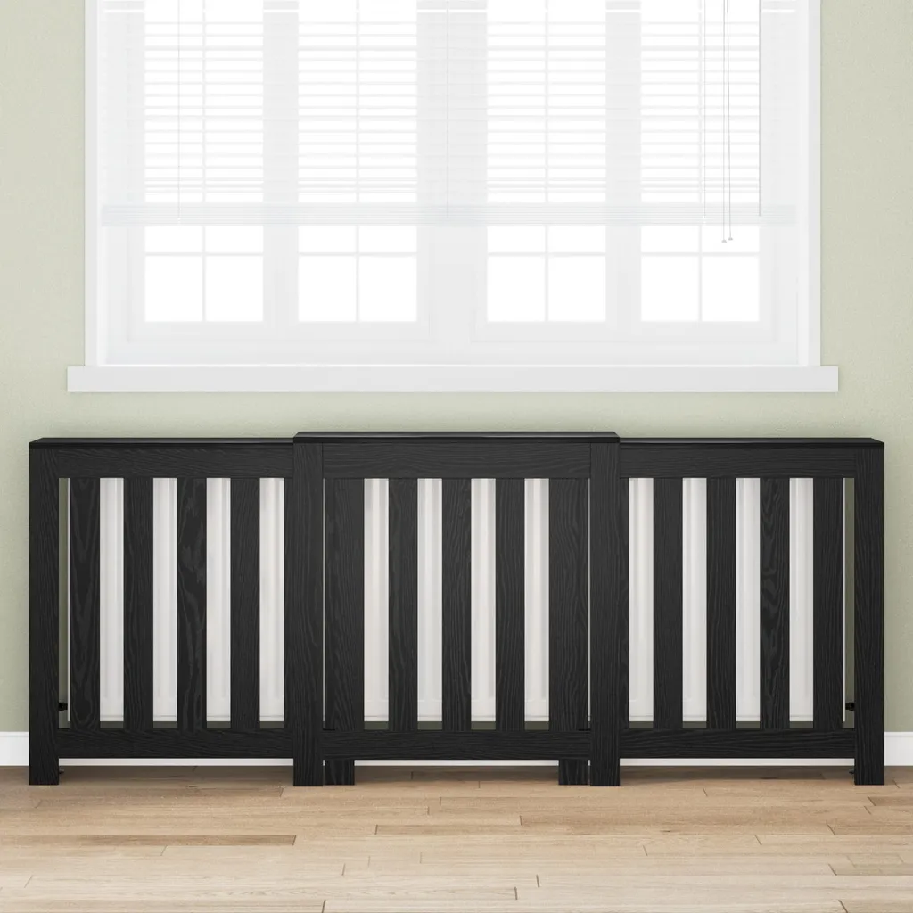 Habillage Radiateur Salon Noir 205x21,5x83,5 cm - Décoration et Tablette