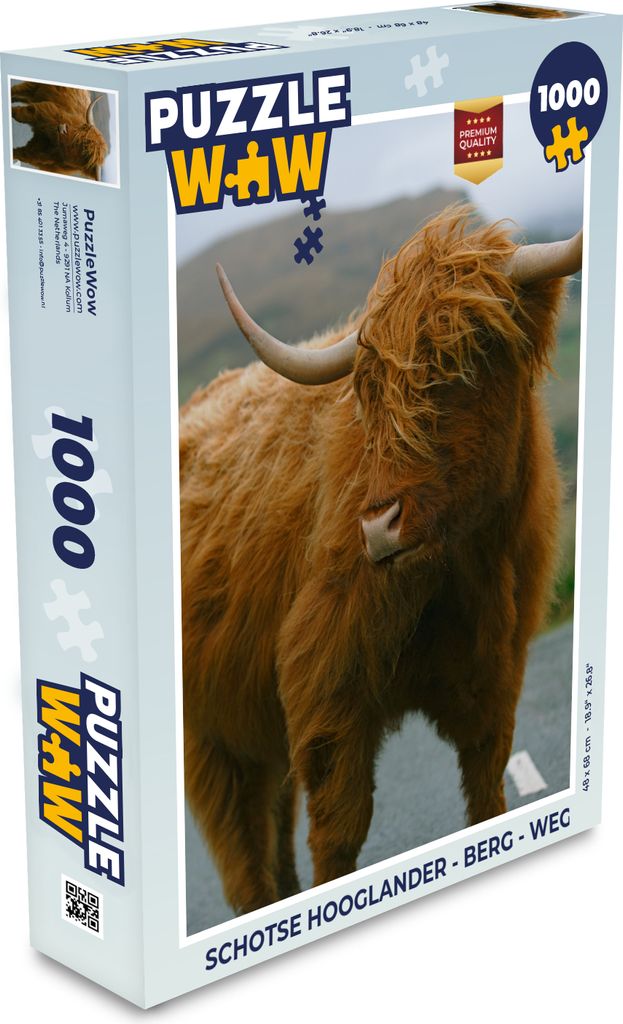 MuchoWow Puzzle 1000 Teile Schottischer Highlander - Berg - Straße - Erwachsene - Rätsel