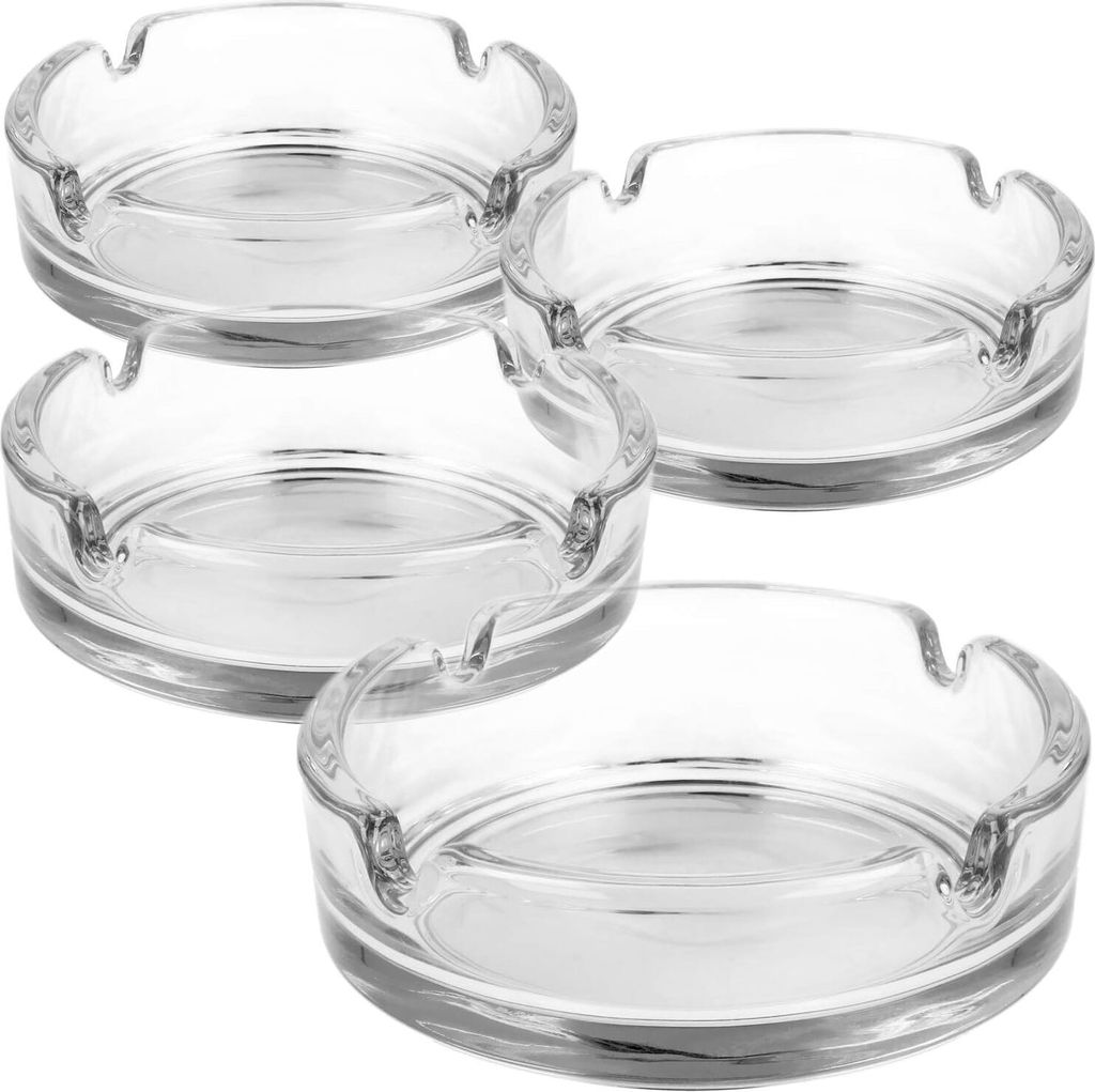 4X Glasaschenbecher - transparenter Glasaschenbecher für Zigaretten Aschenbecher für Privat- und Esszimmer