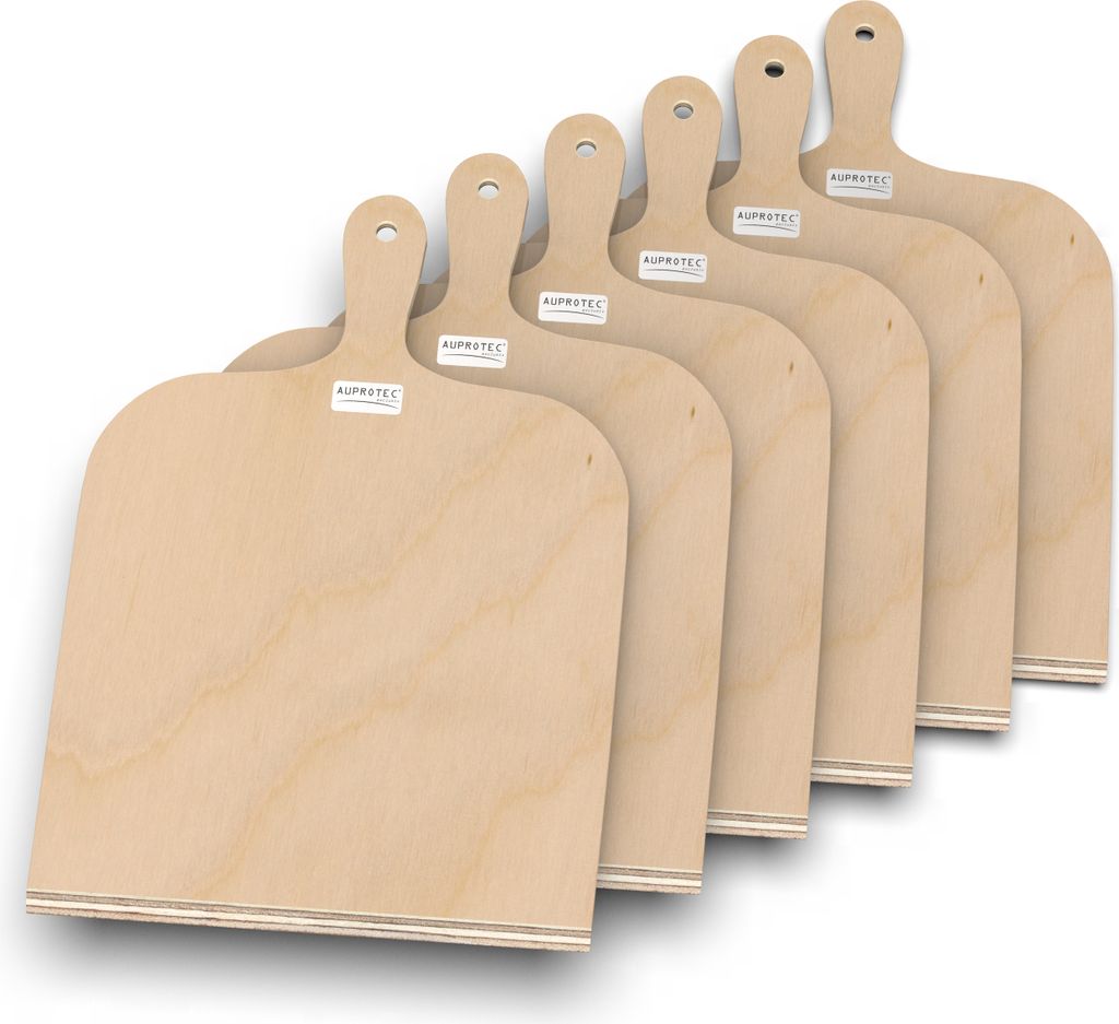 6er Set AUPROTEC Pizzaschaufel Modell Yves: Größe S 26 x 20 cm Holz Pizzaschieber Pizzabrett