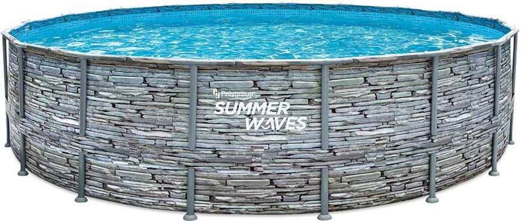 Summer Waves Elite Frame Pool Aufstellpool rund Komplettset Steinoptik Ø 549x132 cm