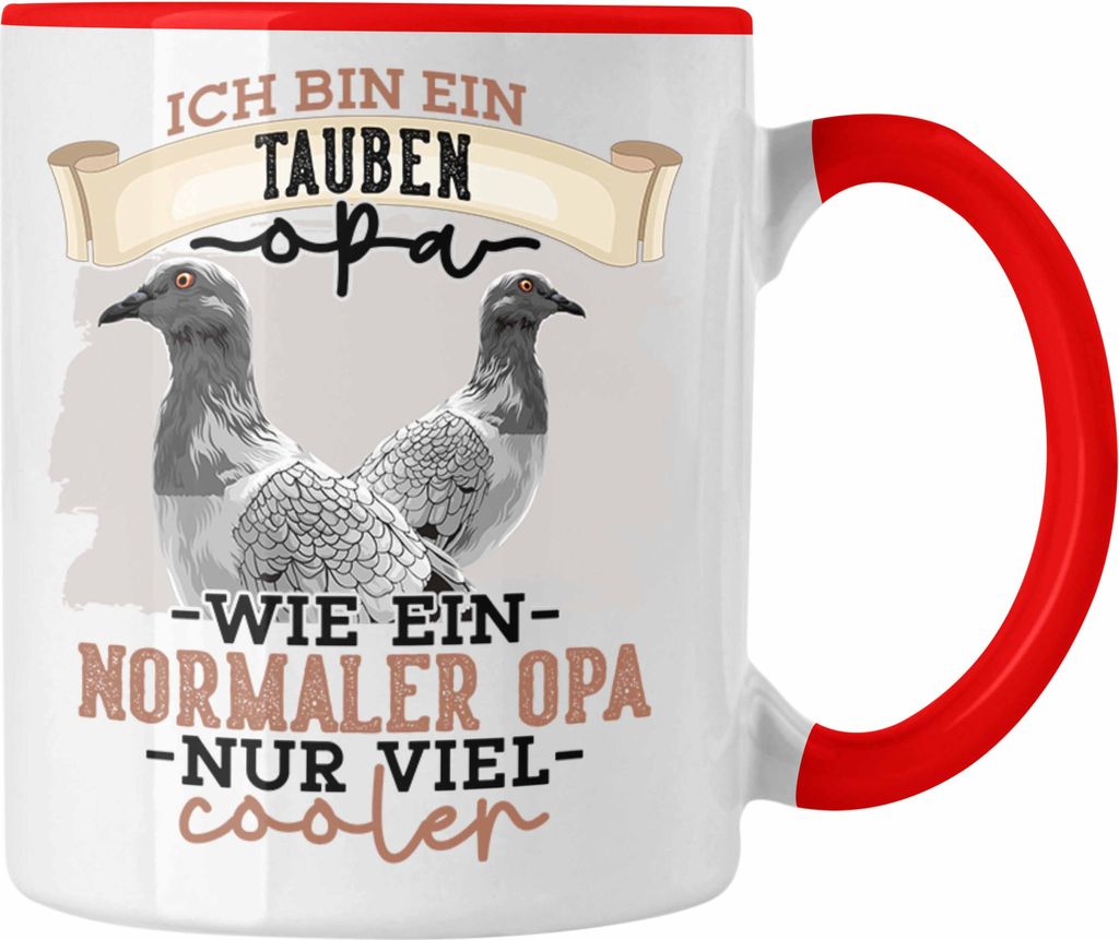 Trendation - Tauben Opa Tasse Geschenk zum Vatertag Bester Opa Taubenzüchter Geschenkidee (Rot)