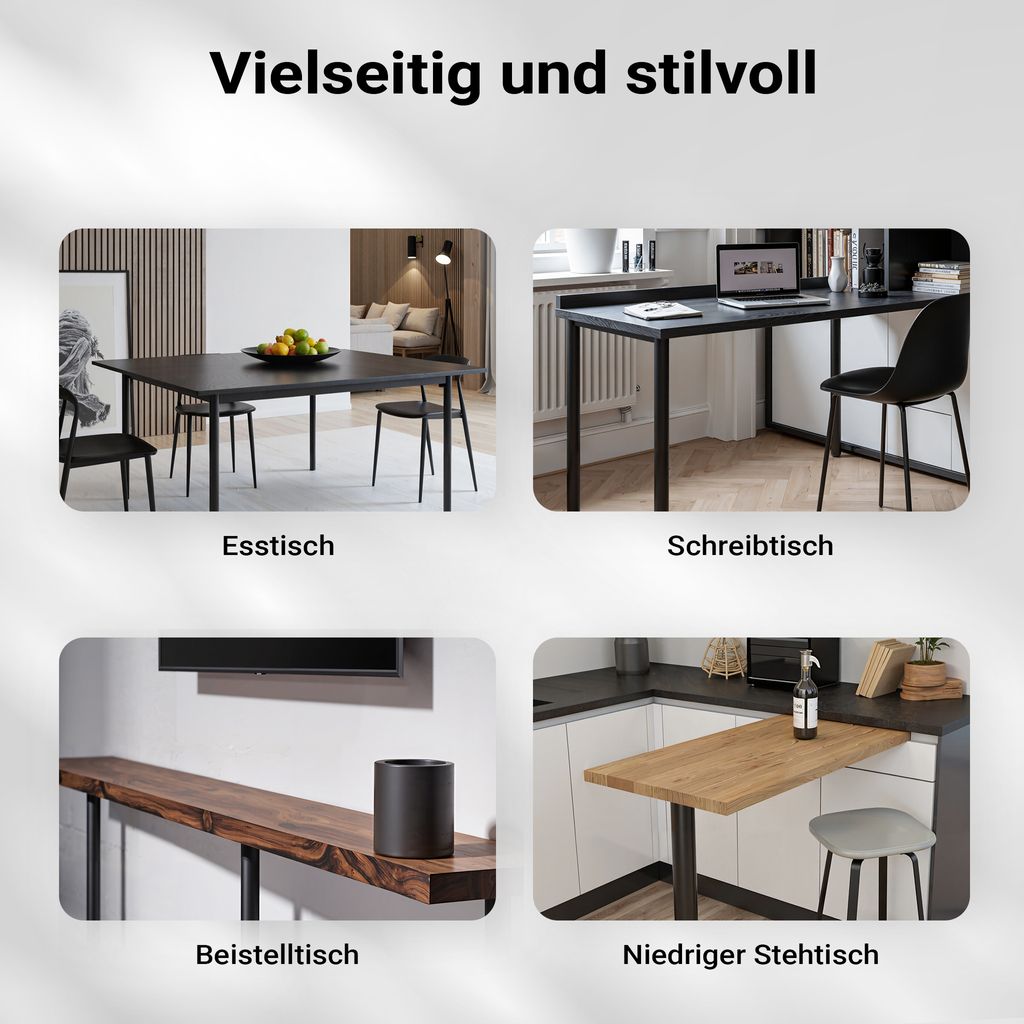 Wiltec Edelstahl Tischbein Set, schwarz, 4 Möbelfüße Ø 60 Produktbild 7