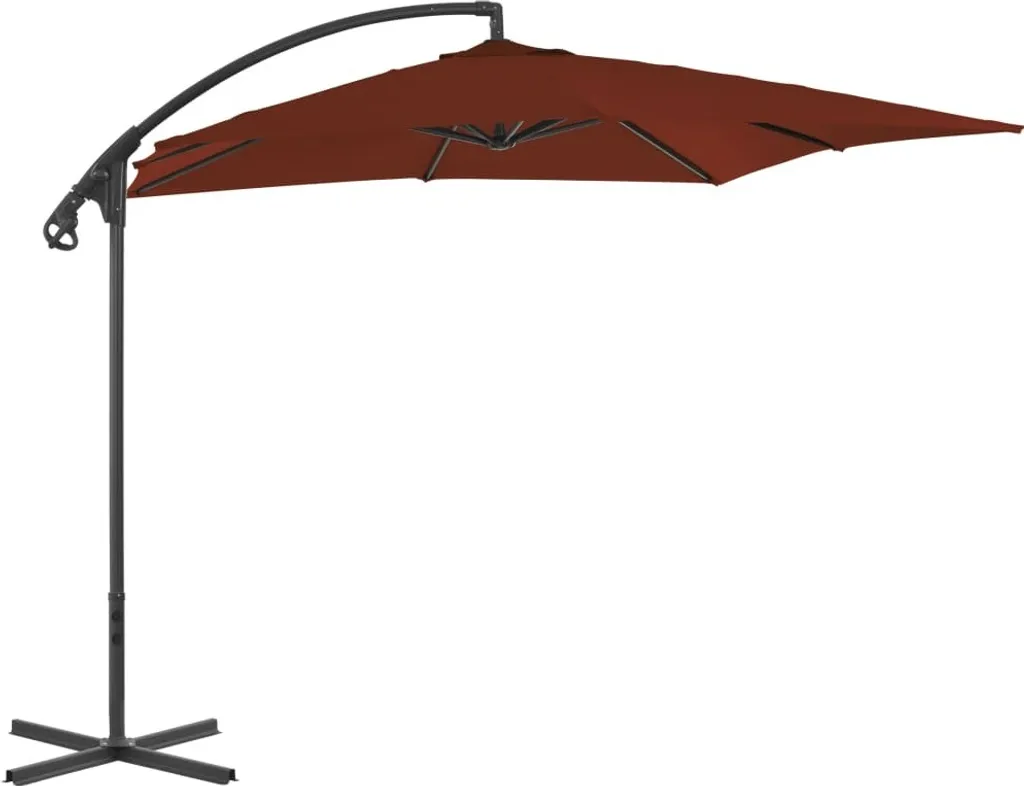 Parapluie de Jardin Carré 250x250 cm avec Mât en Acier Robuste Terracota