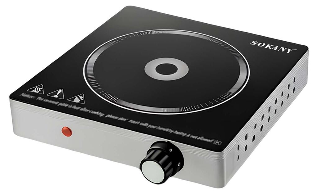 Sokany, Infrarot Kochplatte 2000W mit 5 Leistungsstufen, Schwarz / Silber
