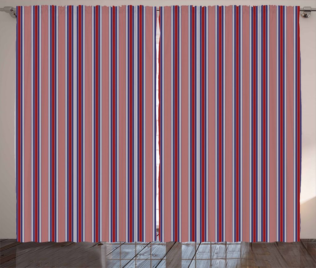 ABAKUHAUS Streifen Rustikaler Gardine, Vertikale Barcode-Linien, Schlafzimmer Kräuselband Vorhang mit Schlaufen und Haken, 280 x 245 cm, Blau grau...