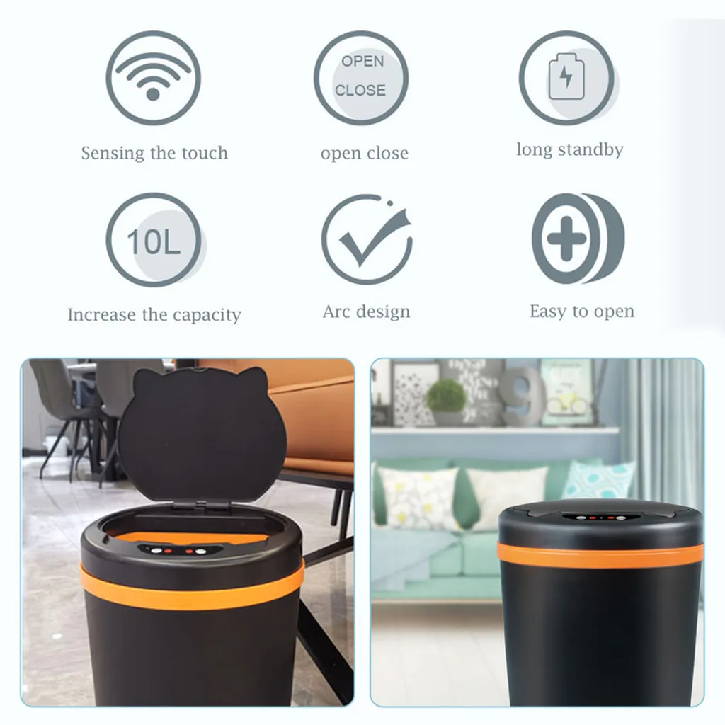 Poubelle automatique sans contact 10L avec couvercle anti-odeur - 5
