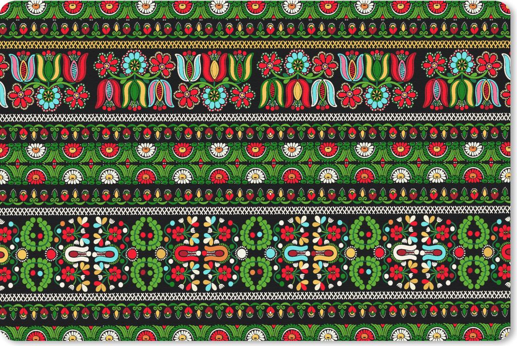 MuchoWow Schreibtischunterlage Muster - Ungarisch - Folklore 60x40 cm - XXL Mauspad - Großes Mauspad